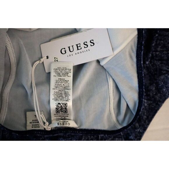 Guess E82J18-MC009 Women's Sz L Blue Denim Halter Side Lace-Up 1-Piece Swimsuit - Picture 8 of 11